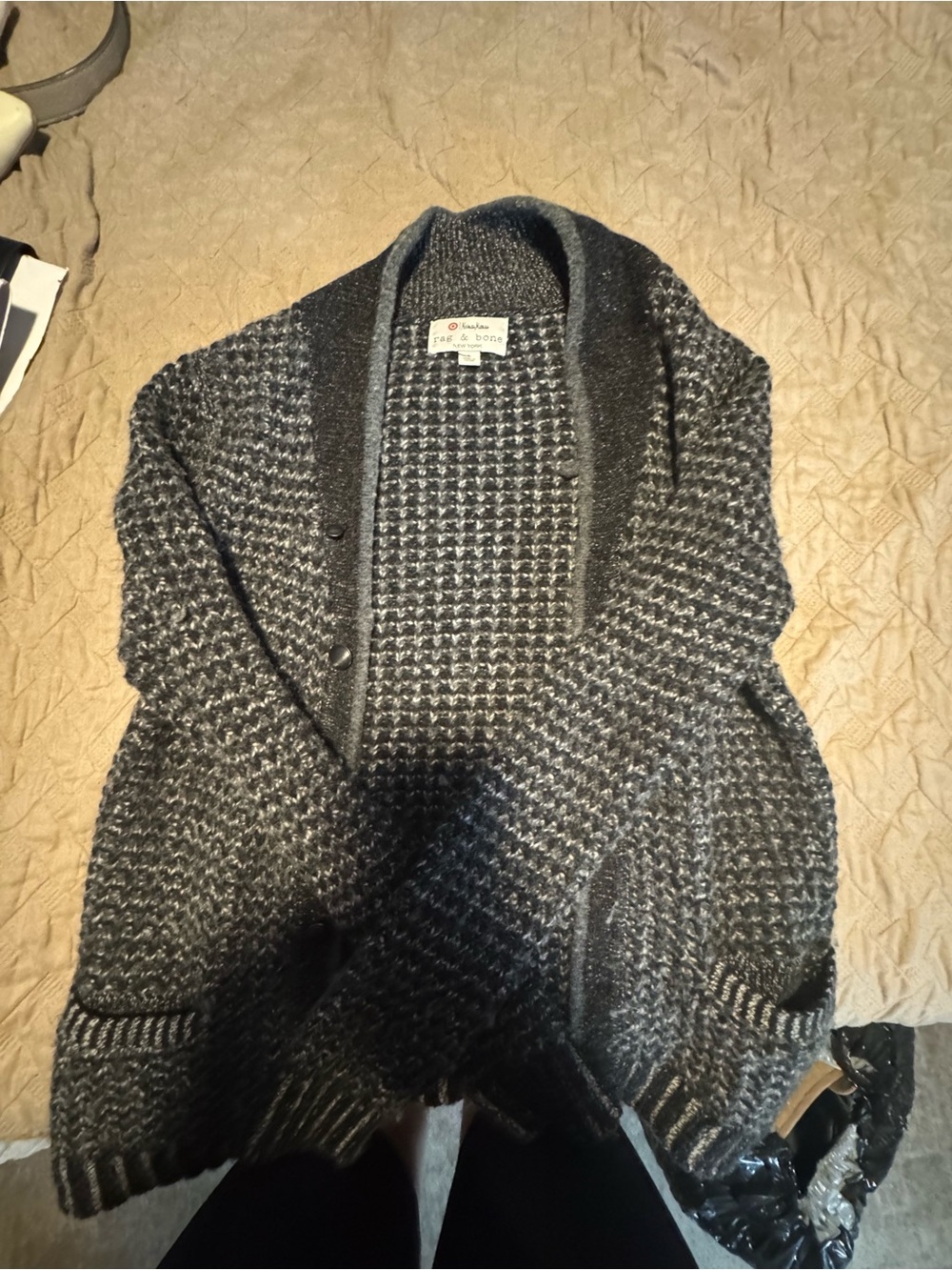 rag & bone Charcoal Marled Shawl Collar Cardigan